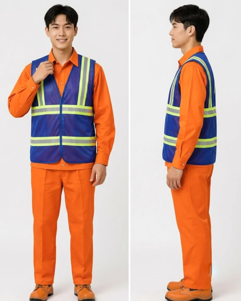 Áo Gile Lưới Bảo Hộ Lao Động Phản Quang Màu Xanh Dương