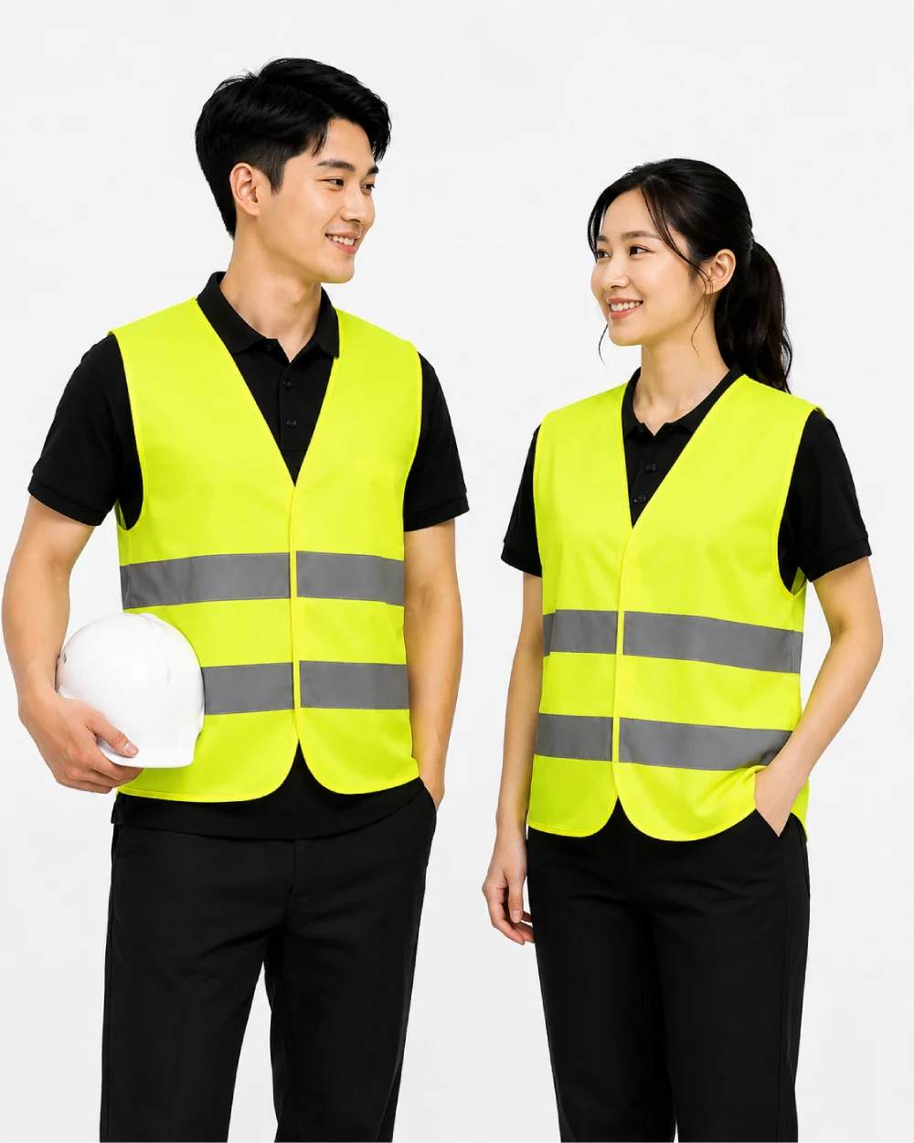 Áo Lưới 2 sọc phản quang màu xanh chuối phối xám đậm