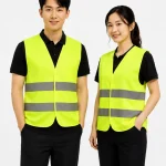 Áo Lưới 2 sọc phản quang màu xanh chuối phối xám đậm