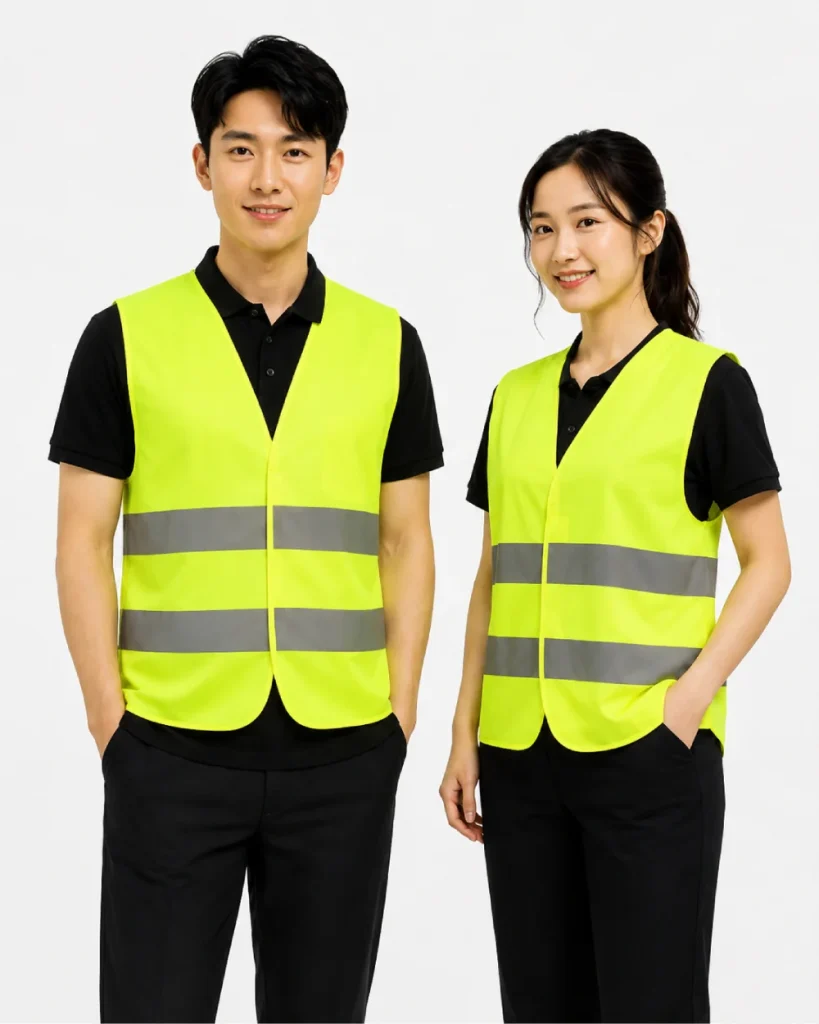 Áo Lưới 2 sọc phản quang màu xanh chuối phối xám đậm