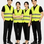Áo Lưới 2 sọc phản quang màu xanh chuối phối xám đậm