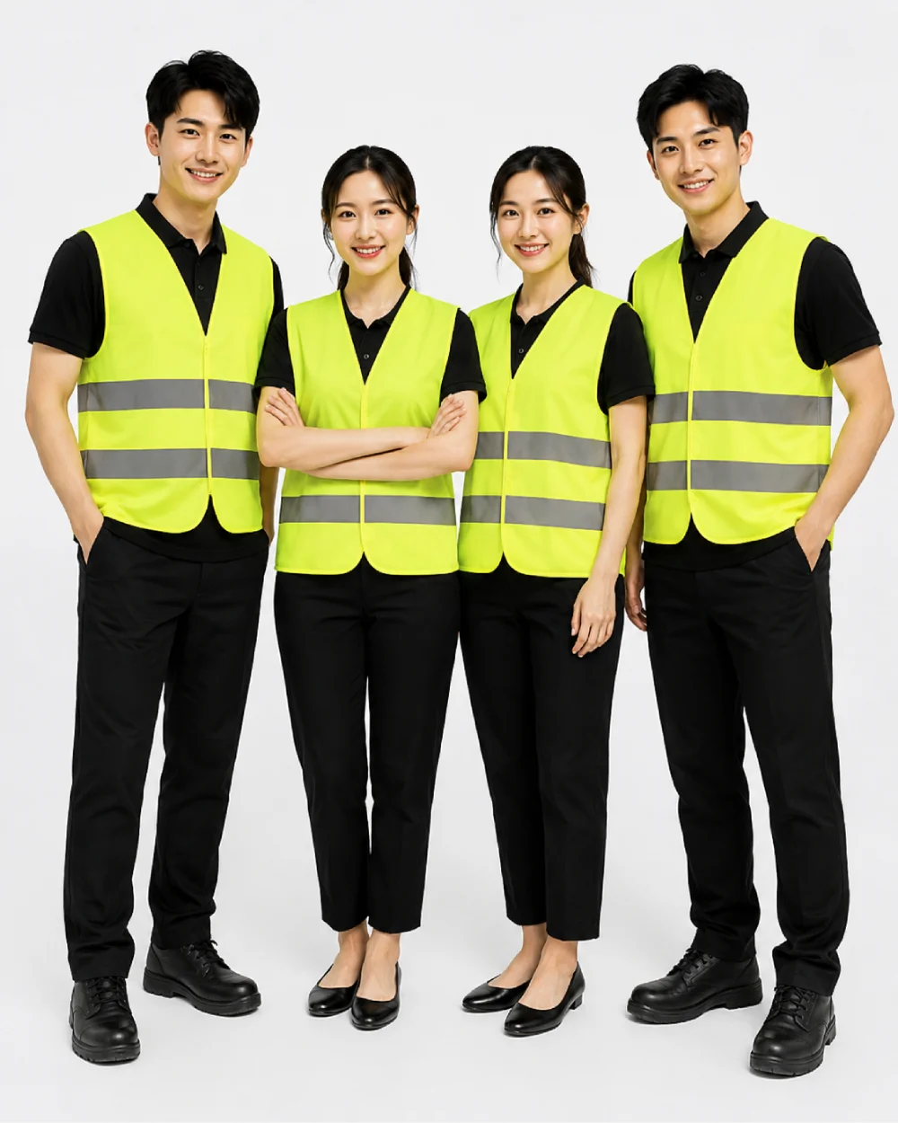 Áo Lưới 2 sọc phản quang màu xanh chuối phối xám đậm