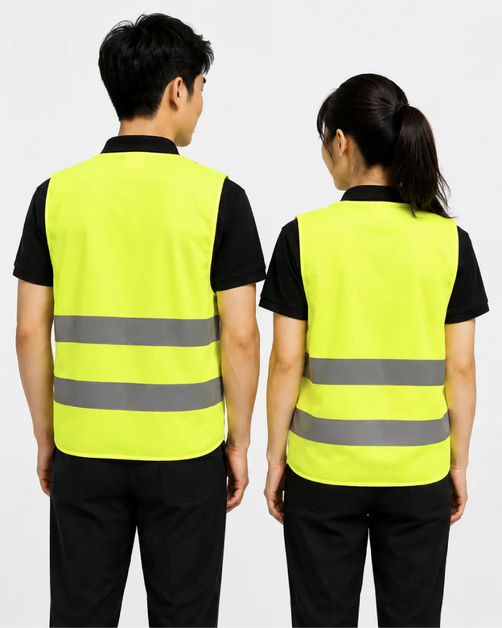 Áo Lưới 2 sọc phản quang màu xanh chuối phối xám đậm