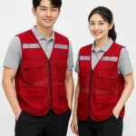 Áo Lưới phản quang 4 túi hộp màu đỏ