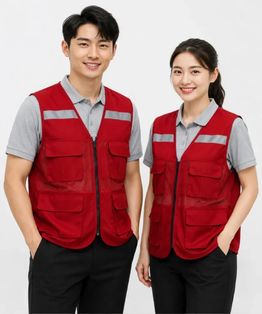 Áo Lưới phản quang 4 túi hộp màu đỏ