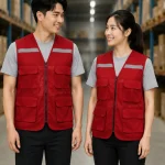 Áo Lưới phản quang 4 túi hộp màu đỏ