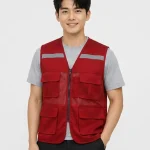 Áo Lưới phản quang 4 túi hộp màu đỏ