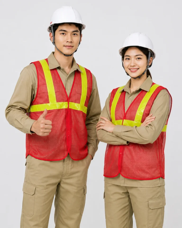 Áo Lưới phản quang vàng bảo hộ lao động màu đỏ