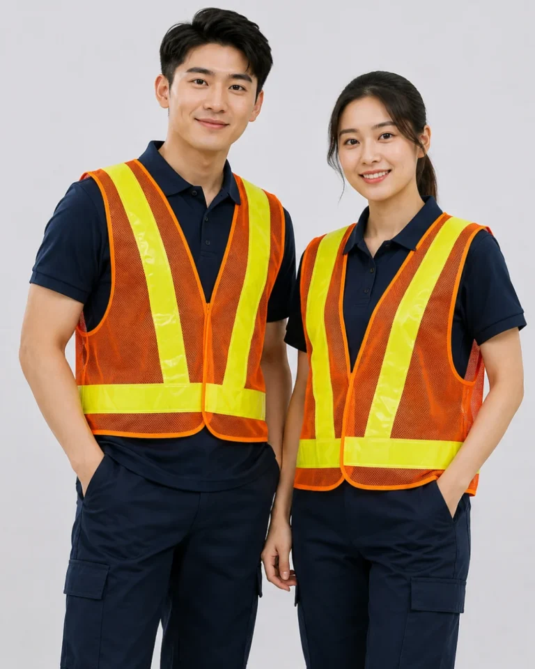 Áo Lưới phản quang chữ A màu cam phối phản quang vàng
