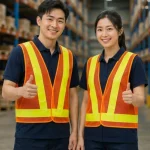 Áo Lưới phản quang chữ A màu cam phối phản quang vàng