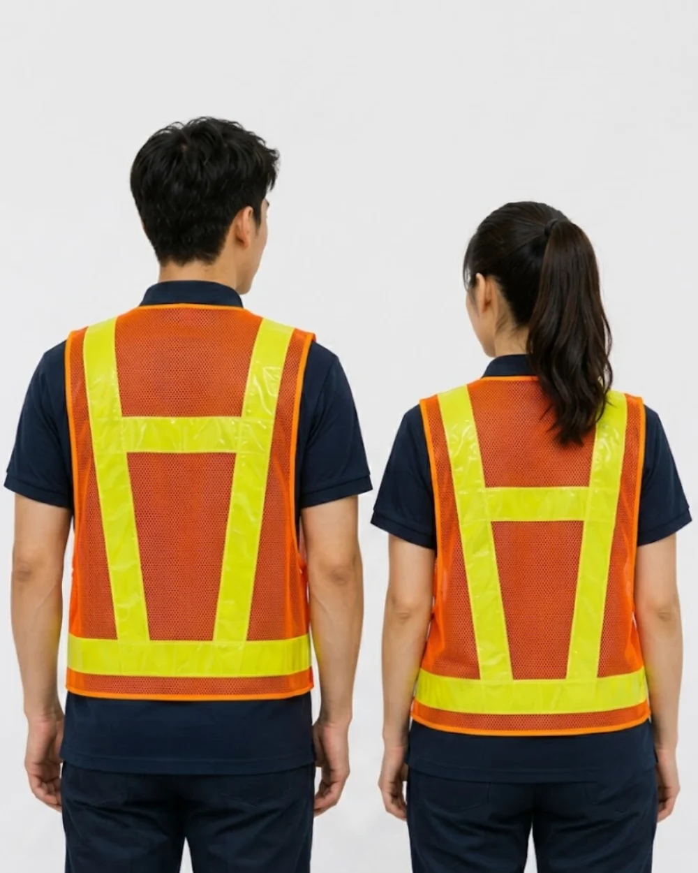 Áo Lưới phản quang chữ A màu cam phối phản quang vàng