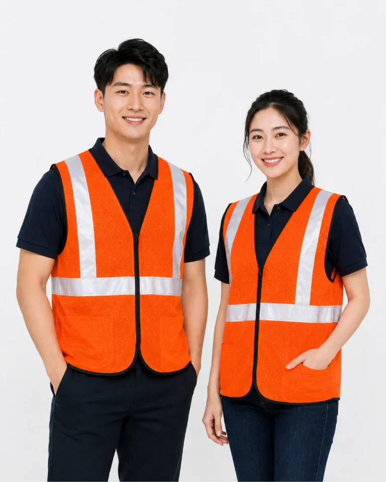 Áo Lưới phản quang màu cam phối trắng
