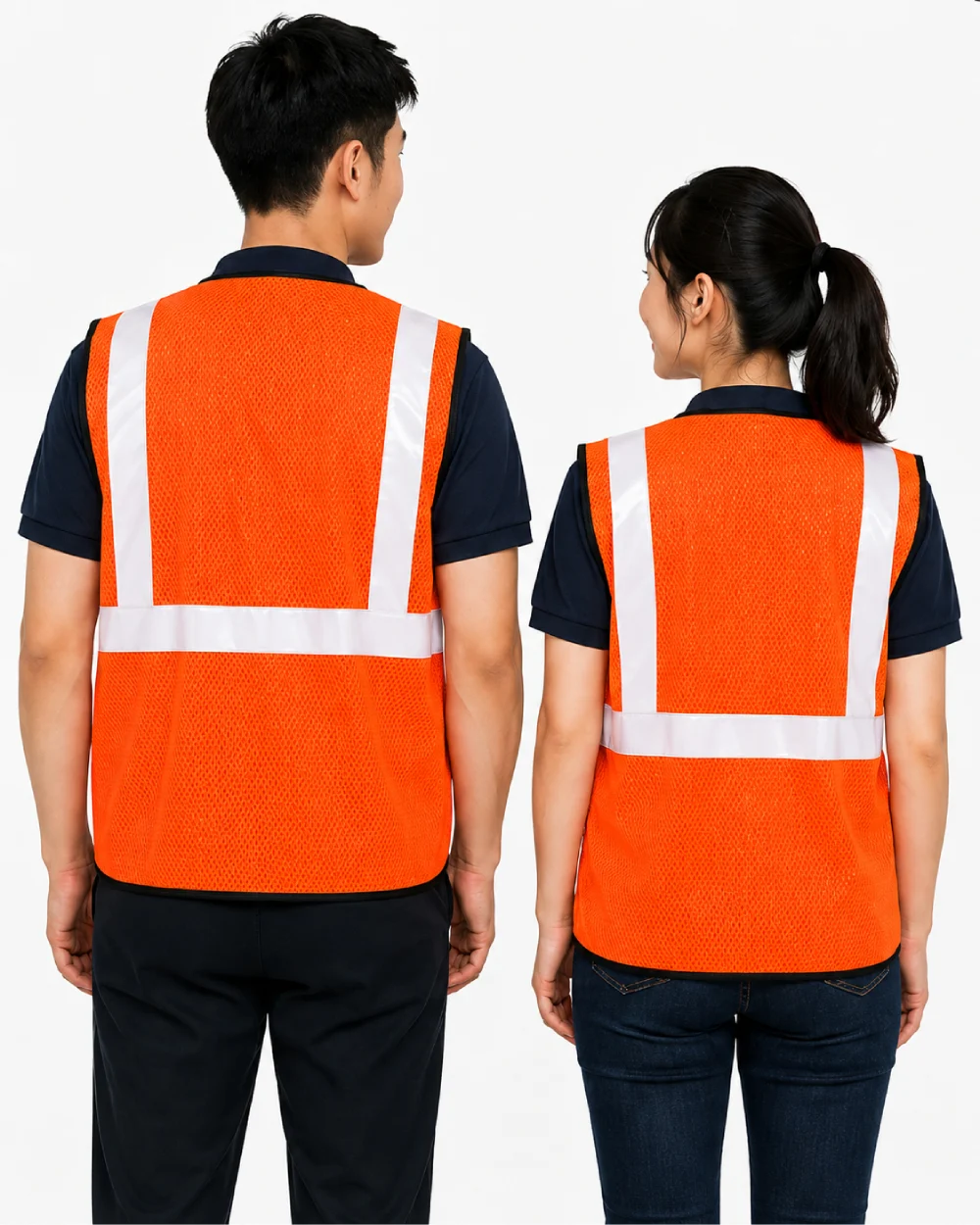 Áo Lưới phản quang màu cam phối trắng