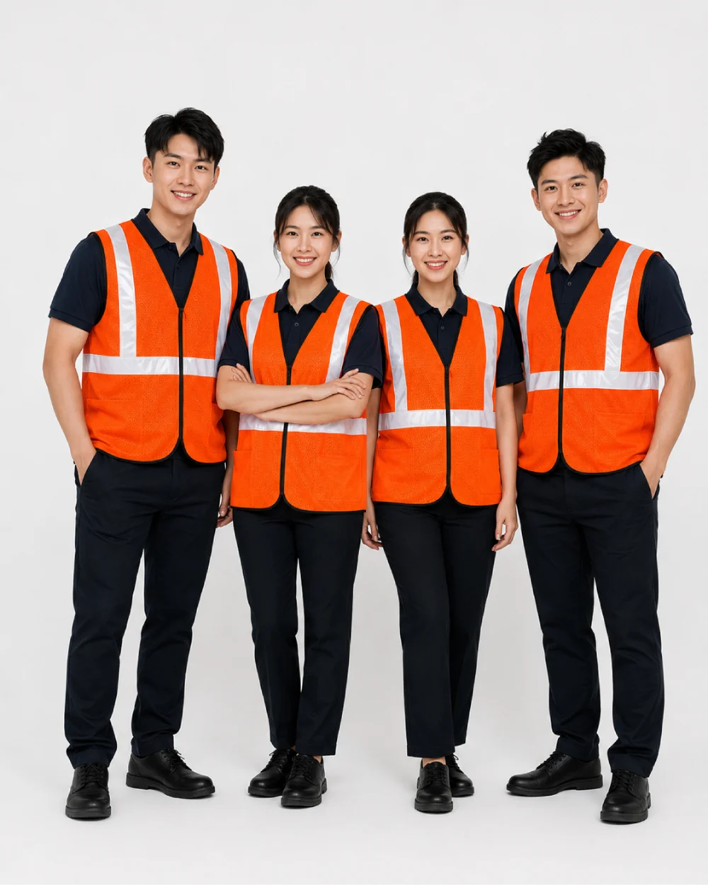 Áo Lưới phản quang màu cam phối trắng