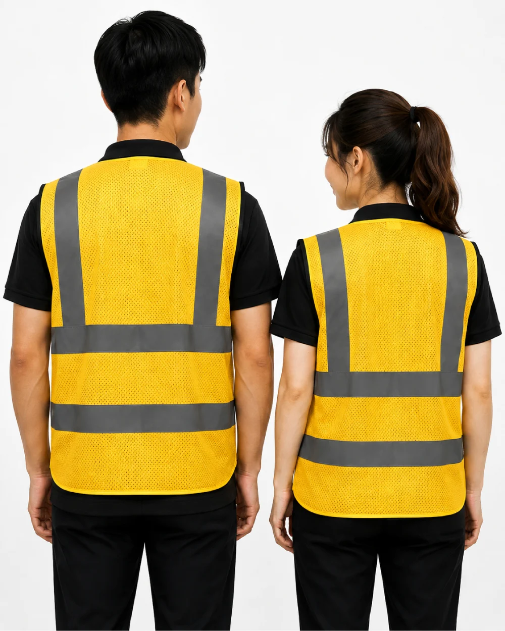 Áo Lưới phản quang màu vàng phối xám