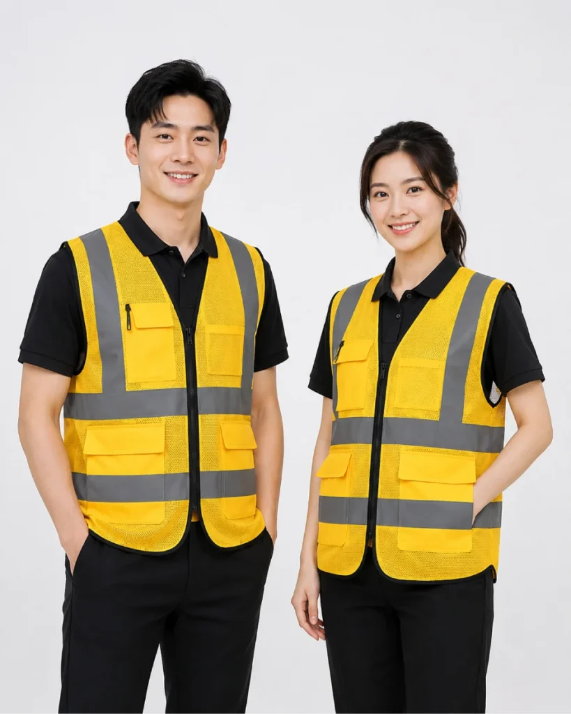 Áo Lưới phản quang màu vàng phối xám
