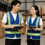 Áo Lưới phản quang màu xanh dương phối xám viền vàng