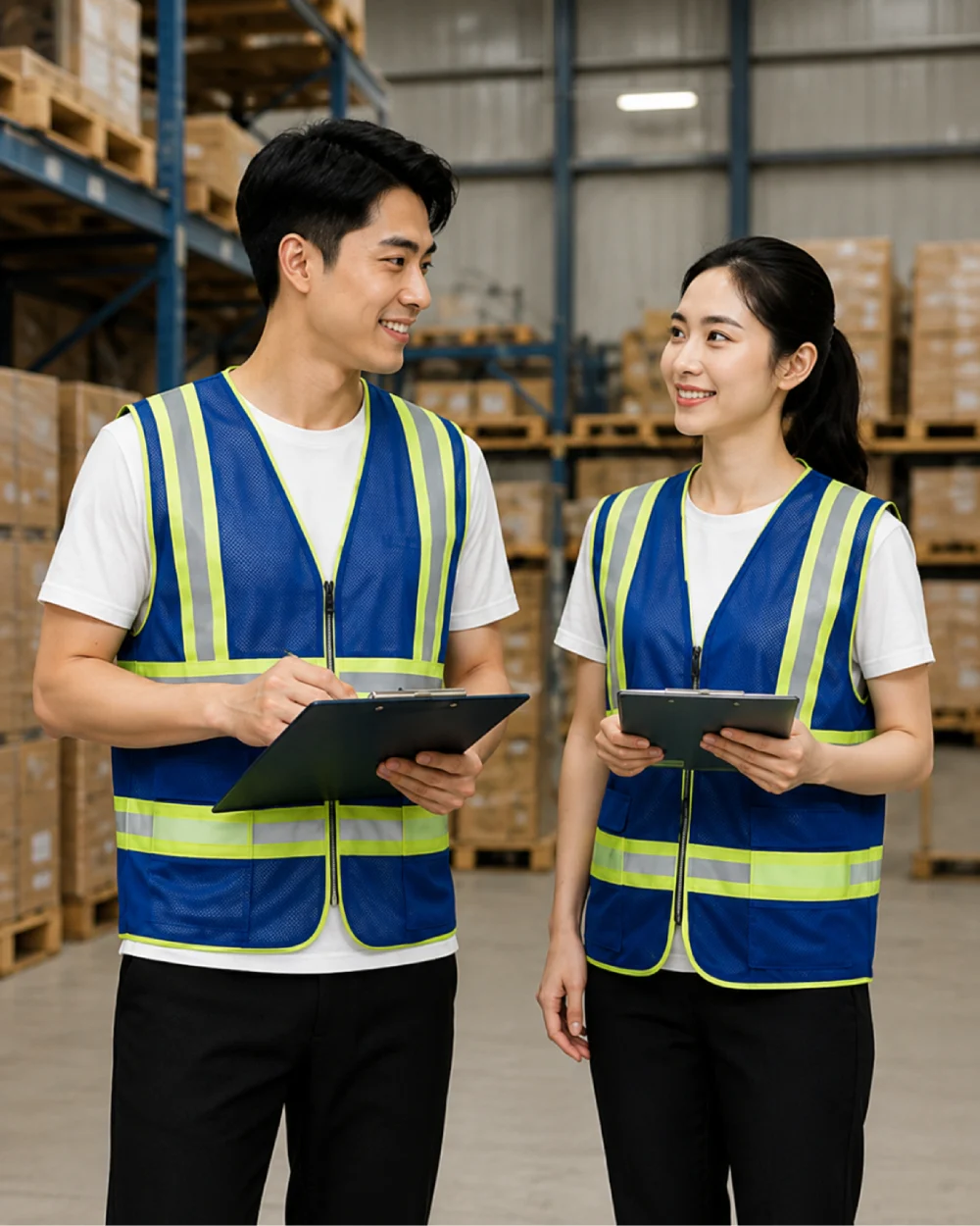 Áo Lưới phản quang màu xanh dương phối xám viền vàng