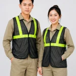 Áo Lưới phản quang xanh chuối bảo hộ lao động màu đen