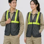 Áo Lưới phản quang xanh chuối bảo hộ lao động màu đen