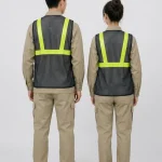 Áo Lưới phản quang xanh chuối bảo hộ lao động màu đen