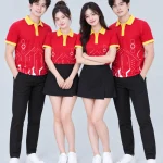 Áo Polo Đồng Phục Công Nghệ Đỏ Viền Vàng