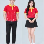 Áo Polo Đồng Phục Công Nghệ Đỏ Viền Vàng