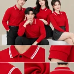 Áo Polo Đồng Phục Dài Tay Màu Đỏ Viền Trắng