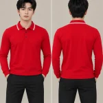 Áo Polo Đồng Phục Dài Tay Màu Đỏ Viền Trắng