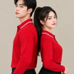 Áo Polo Đồng Phục Dài Tay Màu Đỏ Viền Trắng