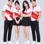 Áo Polo Đồng Phục Dạng Hình Học Cổ Đỏ