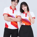 Áo Polo Đồng Phục Dạng Hình Học Cổ Đỏ