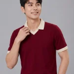 Áo Polo Đồng Phục Đỏ Mận Cổ Tim Viền Kem