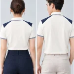 Áo Polo Đồng Phục Màu Be Phối Xanh Than