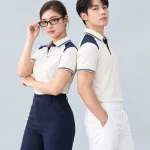 Áo Polo Đồng Phục Màu Be Phối Xanh Than