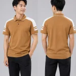 Áo Polo Đồng Phục Màu Cafe Cầu Vai Trắng