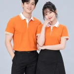Áo Polo Đồng Phục Màu Cam Phối Trắng