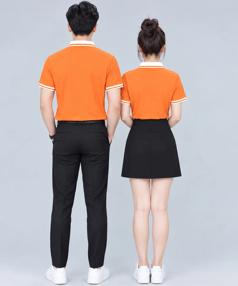 Áo Polo Đồng Phục Màu Cam Phối Trắng