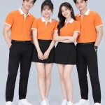 Áo Polo Đồng Phục Màu Cam Phối Trắng