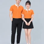 Áo Polo Đồng Phục Màu Cam Phối Trắng