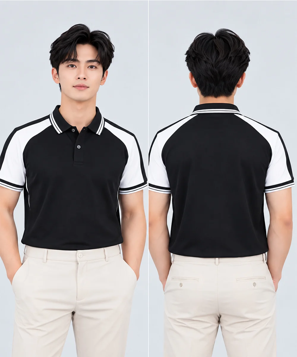 Áo Polo Đồng Phục Màu Đen Phối Trắng