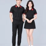 Áo Polo Đồng Phục Màu Đen Viền Đỏ
