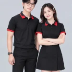 Áo Polo Đồng Phục Màu Đen Viền Đỏ
