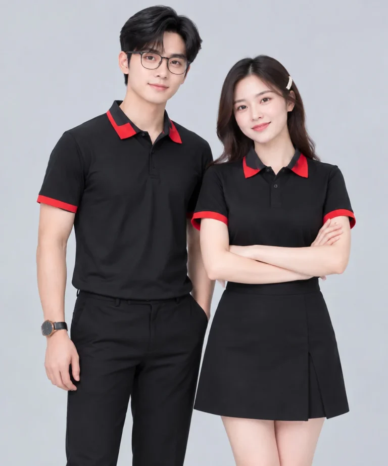 Áo Polo Đồng Phục Màu Đen Viền Đỏ