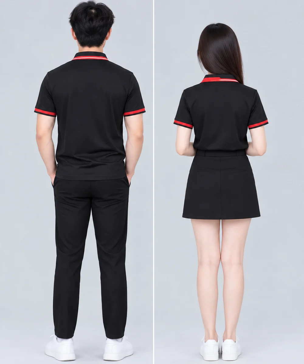 Áo Polo Đồng Phục Màu Đen Viền Đỏ