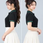 Áo Polo Đồng Phục Màu Đen Viền Trắng - Xanh Lá