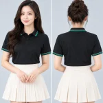 Áo Polo Đồng Phục Màu Đen Viền Trắng - Xanh Lá