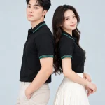 Áo Polo Đồng Phục Màu Đen Viền Trắng - Xanh Lá