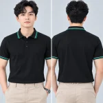 Áo Polo Đồng Phục Màu Đen Viền Trắng - Xanh Lá
