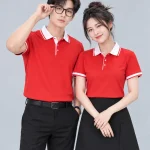 Áo Polo Đồng Phục Màu Đỏ Phối Cổ Trắng
